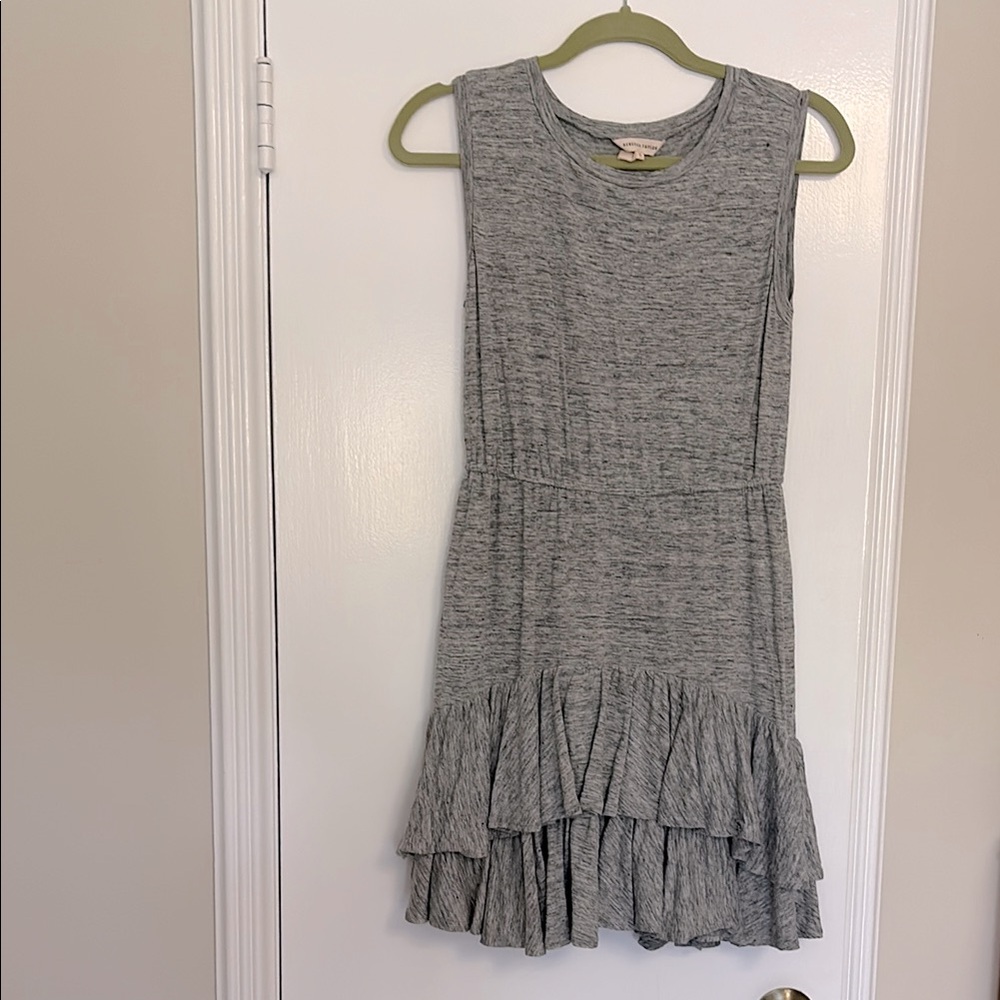 Vintage Rebecca Taylor Grey Linen mini dress size S excellent condition